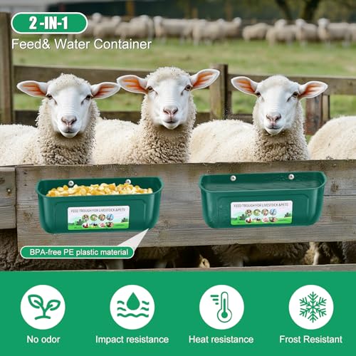 Chicken Feeder Waterer, 6 Pack Duck Feeder Supplies, Hanging Fence Feed Trough with Clips for Goat, Sheeple, Piglet, Gooses, Turkeys, Dog Livestock Poultry,Green - color: 6 pack Green