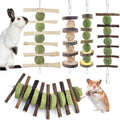 ERKOON Bunny Chew Toys, Rabbit Chew Toys for Teeth Grinding, Improve Dental Health, 100% Natural Apple Wood Timothy Grass Cake Treats for Rabbits Guinea Pigs Chinchillas Bunnies Hamsters (5 Pcs) - style: 5 Pcs