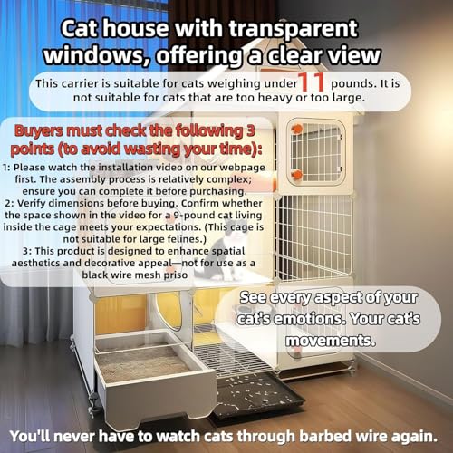 Indoor Cat Cage with Litter Box,Complimentary Cat Bed, Bowl,Teaser Wand，Cat House Large cat Villa Playpen Outdoor, Large Cat Enclosure, Small Animal Dog Kennel - size: 41.8"Lx18.1 "Wx55.6" H)