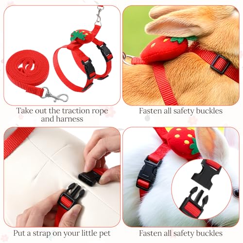 2PCS Bunny Harness and Leash Guinea Pig Leash Rabbit Bunny Leash | Kitten Harness and Leash Set for Guinea Pig Ferret Cat Puppy Duck Small Pets Outdoor Walking - style: A