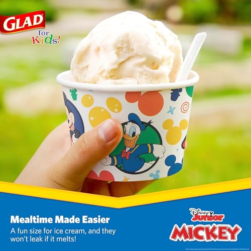 Glad Disney Mickey and Friends Disposable Snack Bowls, 6 Oz, 32 Ct, 10-Pk | Heavy-duty paper, soak-proof, no lids, soup ice cream and everyday treats - size: 32 Count (Pack of 10)