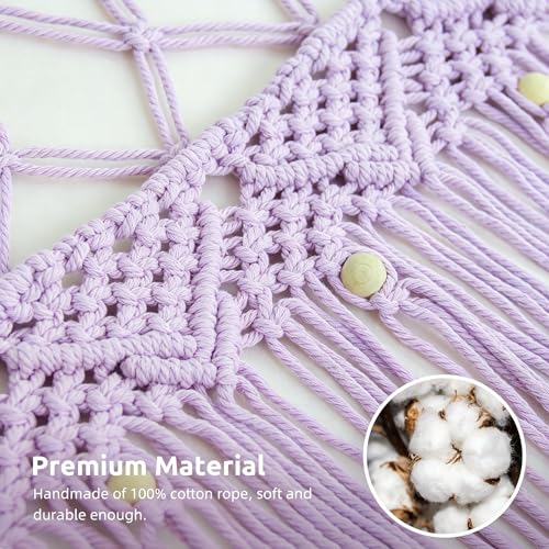 Stuffed Animal Hammock, Net for Stuffed Animals Corner Large, Toy Storage Hammock Plushie Net for Boho Kids Room Nursery Playroom - color: Purple