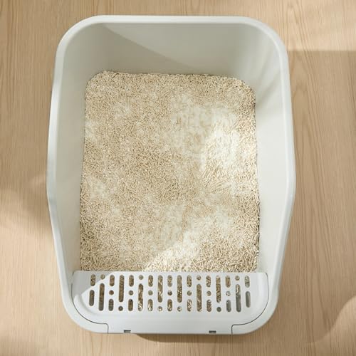 SpaceTime Large Cat Litter Box with High Sides,Cat Boxes for Indoor Cats,Cat Litter Pan for Kitty,Litter Box with Low Entry,Easy to Clean,Anti-Splashing(Grey) - color: Grey