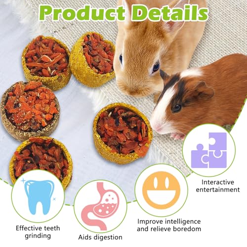 Apatal6 Pcs Rabbit Chew Toys Natural Baked Grass & Pumpkins Rabbit Treats Teeth Grinding Guinea Pig Treats Bunny Molar Toys for Guinea Pigs Bunny Hamster Chinchillas Gerbils - color: Multi-colored