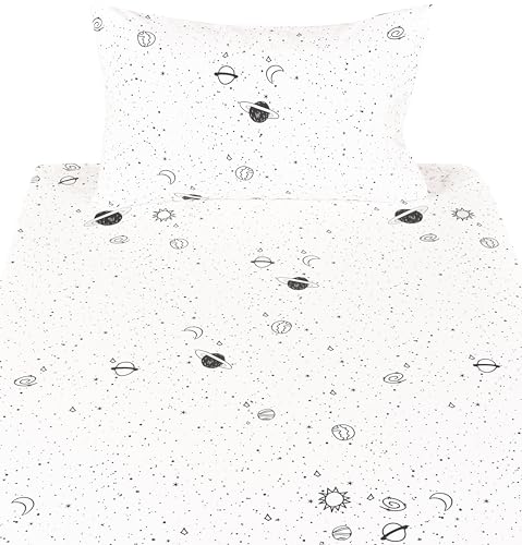 Scientific Sleep Starry Galaxy Solar System 100% Cotton 3 Pcs Twin Bed Sheet Set Kids Boys Girls Toddler Teen, Flat Sheet & Fitted Sheet & Pillowcase Kids Bedding Set (Galaxy, Twin) - color: Galaxy, size: Twin