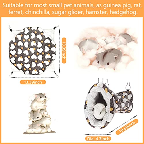 LEFTSTARER Cashmere Pet Bed Mat and Toy, Heart-Brown Ferret Guinea Pig Hammock Toy Small Animal Cage Accessories, 19.7x5.9in Hanging Tunnel & 13.39x13.39in Bunkbed Hammock - color: 1.Heart-Brown