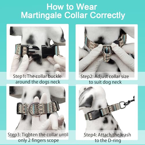 Martingale Dog Collar with Buckle Tribal Design Adjustable Escape Proof Pet Collars (Aztec, Small) - color: Aztec, size: Small
