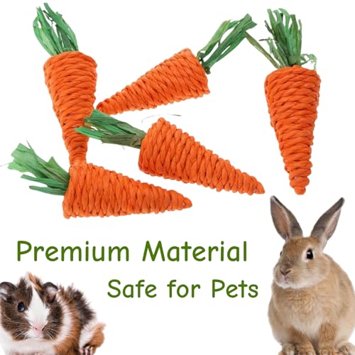 5 PCS Carrot Chew Toy, Rope Teething Pet Toy for Rabbits, Hamsters, Guinea Pigs, Puppies and Other Small Animals