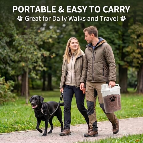 5-7Lbs Dog Storage Container with cleaning brush and Measuring Cup | Airtight Portable Pet Food Containers with Upgraded Large Spout and Cup for Dogs,Cats,Birds,2 Packs（3L+5L） White - color: 6QT+3QT-White