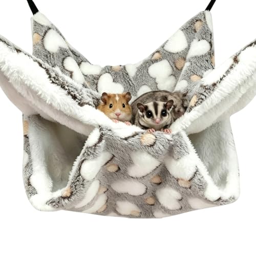Guinea Pig Sugar Glider Hammock for Cage - Machine Washable Double-Decker Hanging Bed - Fits Ferret,Fancy Rat,Hamster,Gerbil - 11" x 11" - Love Coffee Pattern - size: 11x11''