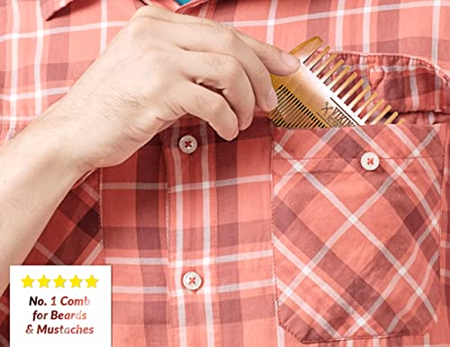 Viking Revolution Wooden Beard Comb and Case - Pocket Comb - style: Beard Comb