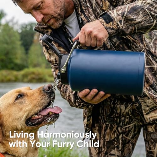 Fijinhom One Gallon Insulated Water Bottle for Travel: 2-in-1 Straw and Spout Lid, Keep Cold 24Hrs, Leakproof, 128oz Water Jug With Handle, Vacuum Stainless Steel for Sports, Hiking, Trip(Dark Blue) - color: Dark Blue, size: 128 Ounces