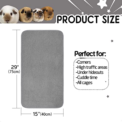 Guinea Pig Bedding, Cage Liners, Washable, Reusable & Leakproof | Premium Fleece Material, Instant Absorbent, Anti-Slip Bottom, Ideal Pee Pads for Small Animals. - size: 15''x29'' (4 Pack)