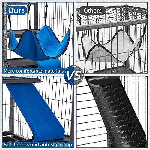 HABUTWAY 50''H Metal Small Animal Cages, Rolling Chinchilla Cage with Removable Ramps, Lagre Cage for Chinchillas/Guinea Pigs/Rabbit, Ferret Cages with Hammock & 5 Tiers, Black - size: 31.5"L x 20.5"W x 50.4"H