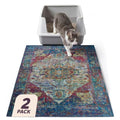 Lovewag Cat Litter Mat, Litter Box Mat, Bohemian Jewel, 36x48, 2 Pack | Washable litter mat cover, kitty litter mat & cat mat for litter box, litter trapping mat, prevents tracking, multi-cat - color: Bohemian Jewel, size: 36x48 inches (Pack of 2)