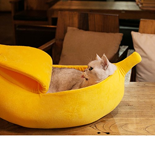 · Petgrow · Cute Banana Cat Bed House Extra Large Size, Christmas Soft Cat Cuddle Bed, Lovely Pet Supplies for Cats Kittens Rabbit Small Dogs, Yellow - size: X-Large -26.8"L x 9.8"W x 7.0"Th