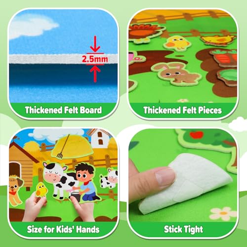 Dr.Rapeti 43x28 inch Felt Story Board Set, 41Pcs Animals Flannel Board | Education Toy, Felt Animals, Animals Felt Board Set, Preschool Learning Interactive Storytelling Teaching Play Activity Kits