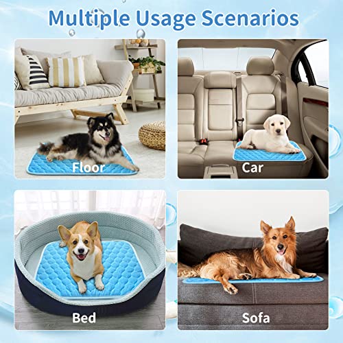 Dog Cooling Mat Non-Toxic Self Cooling Pad for Dogs Cats in Hot Summer Cool Pad Washable & Easy Clean - color: BLUE, size: Medium 27x20in