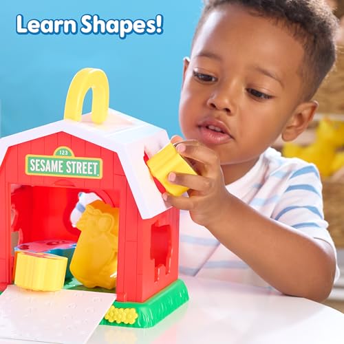 Just Play Sesame Street Elmo's Learn & Sort Barn with Music and Sounds | 6-pieces, Teaches Toddlers Shapes, Sounds, and Problem-Solving Skills, Toy for Girls, Boys, Kids, Ages 2 and Up