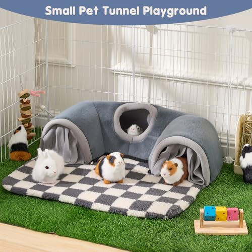 Avont Guinea Pig Tunnel, Small Animal Hideaway Tube Toy | Cozy Plush Tunnel for Guinea Pigs and Small Pets with Non-Slip Bottom and 2-In-1 Design in Large Size Gray - color: Grey, size: Large
