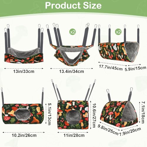 8 Pack Washable Ferret Hammock Set Cozy Small Animal Cage Bed | Versatile Cage Accessories for Rats Chinchillas and Hamsters Featuring Soft Fleece for A Warm and Cozy Retreat