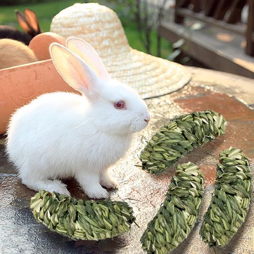 Hamiledyi Rabbit Chew Ball Bunny Timothy Grass Ball Natural Woven Chewing Toys Small Animal Activity Play Balls Chew Toys for Bunny Rabbits Hamster Guinea Pigs Chinchilla Gerbils 4PCS - style: Banana 4 PCS