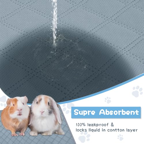 6 Packs Washable Guinea Pig Cage Liners, Waterproof Guinea Pig Pee Pads Reusable Absorbent Bedding Anti Slip Mats for Small Animals Bunny Rabbit Hamster (24 x 18in) - size: 24 x 18in / 6 Packs