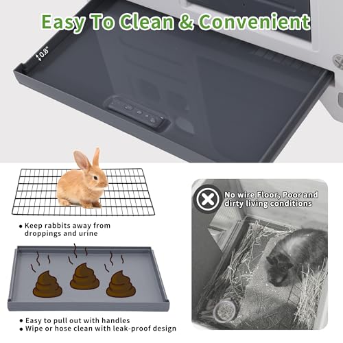 Plastic Rabbit Cage Outdoor Indoor, Bunny Cage Guinea Pig Cages Enclosure | Waterproof Rabbit Hutch Leak-Proof Pull-Out Tray&Chew-Proof, Easy-Clean & Ideal for Small Animal Cage Enclosure - size: 25.6"L x 20.1"W x 27.2"H