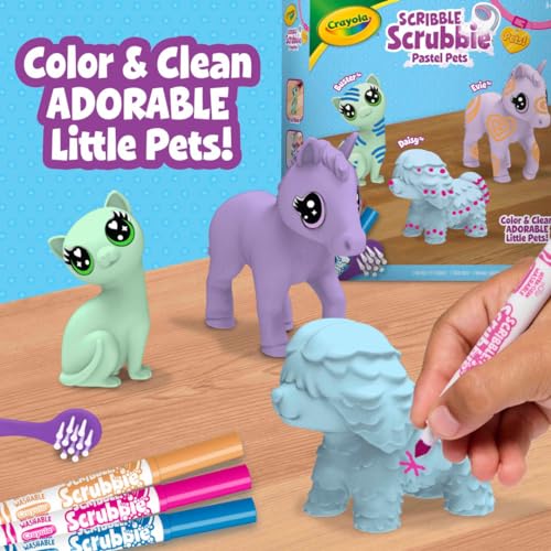 Crayola Scribble Scrubbie Pastel Pets (3ct), Grooming Animal Toy for Kids, Washable Animal Figurine, Kids Gift, Toys for Girls & Boys, 3+ - size: Small, style: Pastel Pets