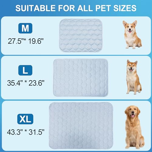 Dog Cooling Mat Q-MAX>0.5 Self-Cooling Mat for Dogs Crate Pad for Dogr, 2-in-1 Long-Lasting Cool Mats and Soft Kennel Pad for Dogs, Easy Washable Mat for Bed Crate Car - size: 44.0"L X 32.0"W