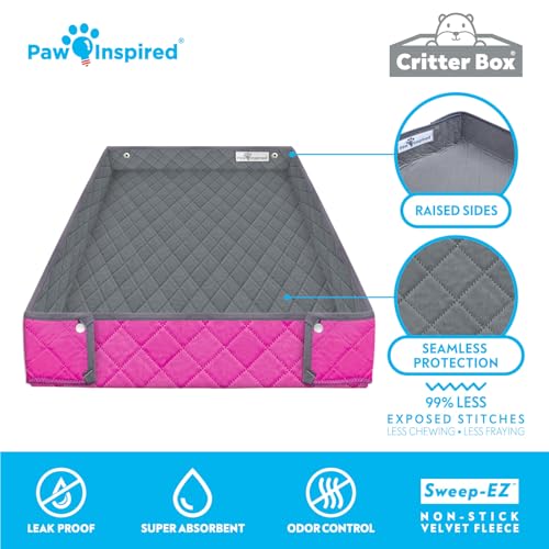 Paw Inspired Reversible Critter Box, C&C 2x3 (14-Inch Grids), Gray/Pink | Washable Fleece Cage Liner, Raised Sides, Bedding for Guinea Pigs Rabbits, Hamsters, Small Animals, Edge Protected Pee Pads - color: Gray/Pink, size: C&C 2x3 (14" Grids)