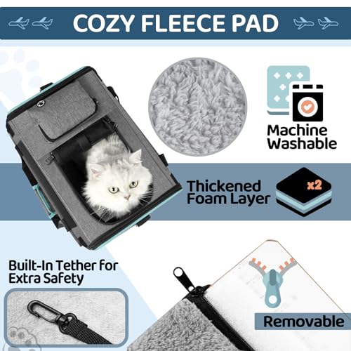 GAPZER Soft-Sided Pet Carrier for Air Travel 18x11x11 Inch, Underseat Cabin | Pet Airplane Crate Medium Cat 15 lbs Privacy Curtatin, Small Dog Crate Under 10 Pound TSA Approved Softsided Carry Cage Cabin - size: 18"x11"x11"