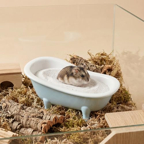 Abaodam Hamster Bathtub Ceramic Mini Bath Tub Small Pet Supplies Sand Bath Container for Hamster Chinchilla Cage Habitat Decor Smooth Surface Easy Clean 6.14 X 3.34 X 2.75 in