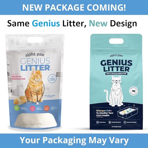 Genius Litter Health Monitoring Cat Litter, Featured on Shark Tank, Lightweight Crystal Silica Gel, Non Clumping, Dust Free, Low Tracking, Odor Control for Indoor Cats and Kittens, 3 Bag (18lb) - size: 3 Bag (18lb)