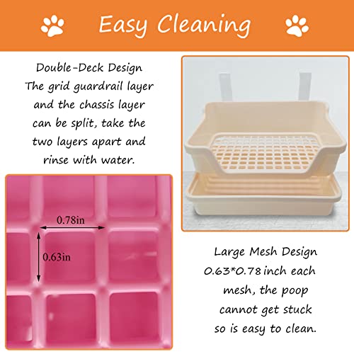 Extra Large Rabbit Litter Box with Splash Guard & Removable Tray - Double Layer Small Animal Cage Toilet for Guinea Pigs, Chinchillas, Ferrets - Chew-Proof Plastic + 2 Hooks (15.7" Jumbo, Beige) - color: Beige（With the ball）