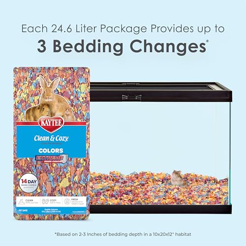 Kaytee Clean & Cozy Colors, Small Animal Bedding with Extreme Odor Control, Kaleidoscope, 24.6 Liters - color: Kaleidoscope, size: 24.6 Liter