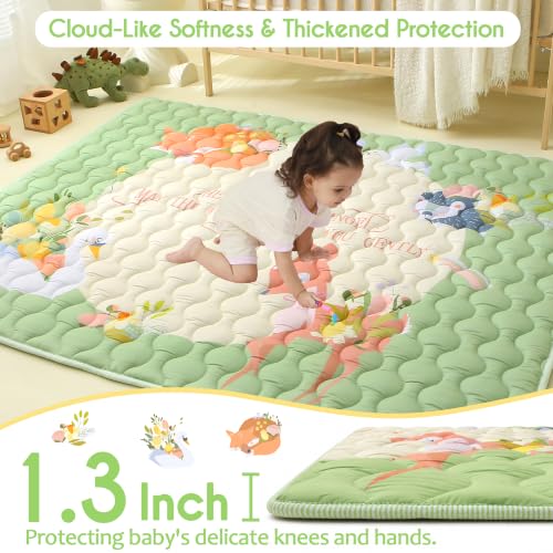 Viviland Baby Mats for Floor, 71x59 Inch Playpen Mat, Thicker & Large Soft Playmat for Baby and Toddlers Infants, Non-Slip & Machine Washable, Forest Animals - color: Forest Animals, size: 71" X 59"