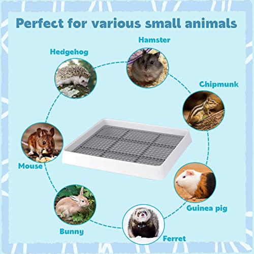 FHTONGE Low Entry Guinea Pig Litter Box with Grid, Rectangular Pet Toilet | Small Amimal Litter Pan Trainer Tray for Rodent Bunny Hamster Ferret Chinchilla Squirrel Opossum Hedgehog Glider Chipmunk - color: Only 0.4" PP Grids, size: 14.6x12x2.6"(40x30x6cm
