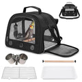 Bird Carrier, Lightweight Breathable Bird Backpack, Portable Wild Bird Carrier with Standing Perch for Parrot Travel Vet Visit (Black) - color: Black