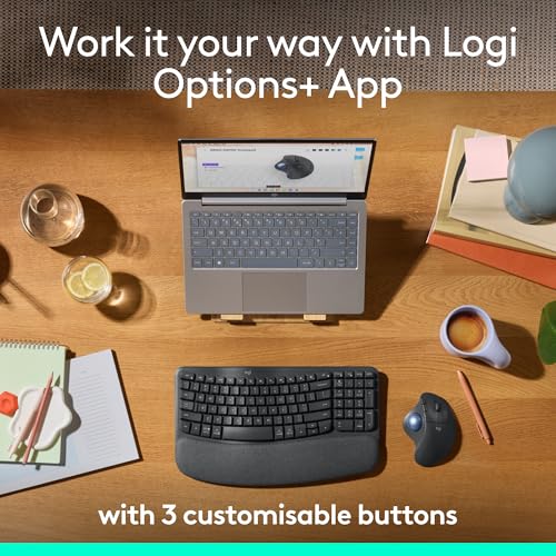 Logitech Ergo M575S Wireless Bluetooth Trackball Mouse - Graphite Blue Ball | Easy thumb control, precise and smooth tracking, Bluetooth and includes Logi Bolt USB receiver, PC Mac compatible - color: Graphite + Blue Ball
