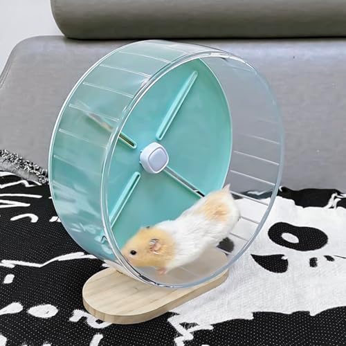 Silent Hamster Exercise Wheel,10.2 Inch Quiet Spinner Syrian Hamster Running Wheel,Anti-Skid & Adjustable Stand for Gerbils, Rats, or Other Small Pets,Green - color: Green