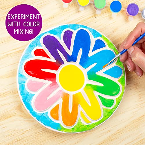 Creative Roots Mosaic Flower Garden Stepping Stone Kit, Includes 7-Inch Ceramic Stone & 6 Vibrant Paints, DIY Stepping Stone Kit for Kids Ages 6+ - style: Flower