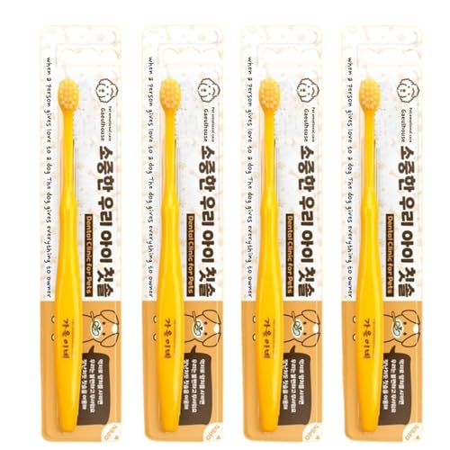 Tiny Small and Medium Dog Toothbrush Made in Korea Brush Bristles That are Soft and Do Not Irritate Your Dog’s Gums Small Toothbrush Grip and Excellent Tartar Removal (4pcs)