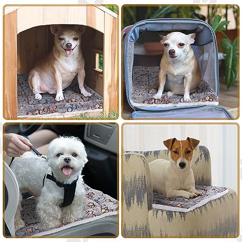 4 Pack Ultra Soft Dog Cat Bed Mat Small Animal Guinea Pig Bed with Cute Print Reversible Fleece Dog Crate Kennel Pad Cozy Washable Thickened Hamster Pet Beds Mat(13 x 19 Inches,Gray) - color: Gray, size: 13 x 19 Inches