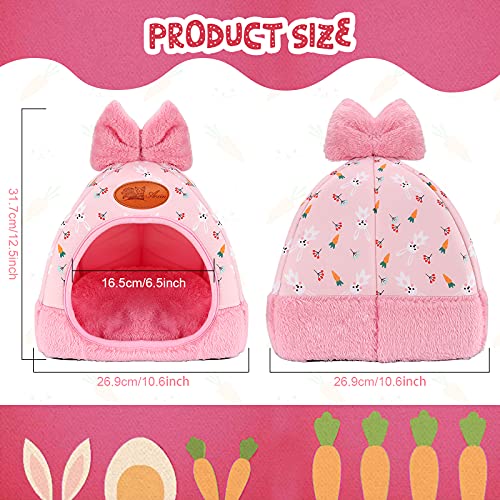 YUEPET Bunny Hideout House, Rabbit Bed, Cute Bowknot Guinea Pig Bed, Carrot | Cozy Warm Bunny Hideway, Removable Cushion, Machine-Washable, Wide Entry, Small Pets Hideout