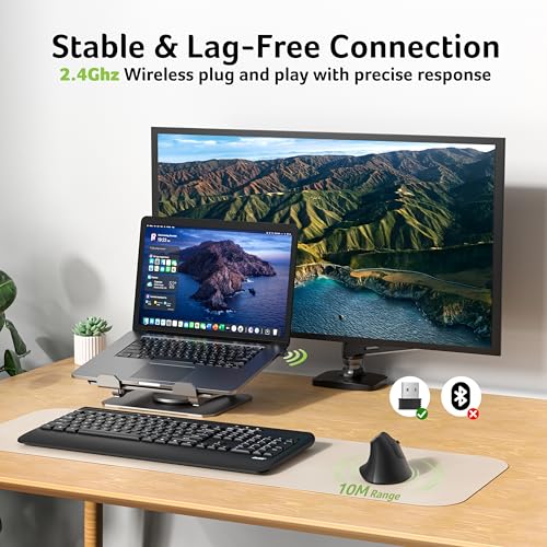 Acer Ergonomic Mouse Wireless, Vertical Computer Mouse for Laptop, PC | Office Ergo Mice Rechargeable for Medium to Large Sized Hands, 58° Tilt, 2.4G USBA Receiver, 800/1200/1600 DPI, 6 Buttons - size: Large