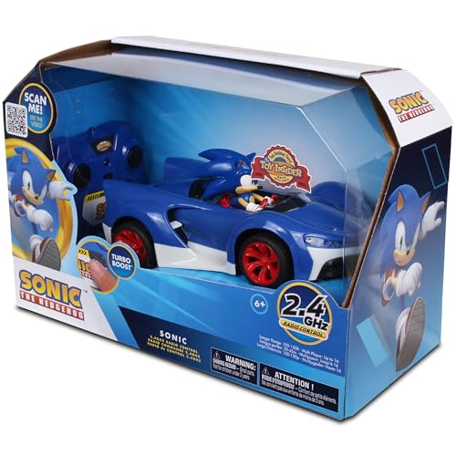 NKOK Sonic the Hedgehog RC Car 2.4GHz with Turbo Boost, Ages 6+ | Team Sonic Racing 601 radio control car - working lights, rubber tires, adjustable front wheel alignment, officially licensed - color: Blue