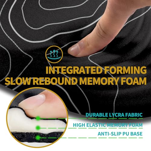 Hokafenle Ergonomic Mouse Pad Wrist Support with Stepped-wedge Design, Wrist Rest Pain Relief Mousepad Filled with Memory Foam, Carpal Tunnel Mousepad for Wireless Mouse(12x8 inch, Topographical Line) - color: KM018-Topographical Line