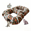 8-Shaped Cat Tunnel Toy Interactive Foldable Playhouse Maze Toys for Cats, Kittens, Rabbits & Small Pets with Playing Balls Collapsible Play Tube for Indoor Fun & Exercise (Brown) - color: brown