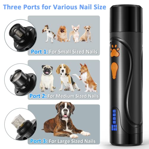 Dog Nail Trimmers and Dog Nail Clippers Kit, Whisper Quiet Electric Grinder with Light, for Small, Medium, Large Dogs, Cats Toenail Grooming, 3 Speeds - color: Black